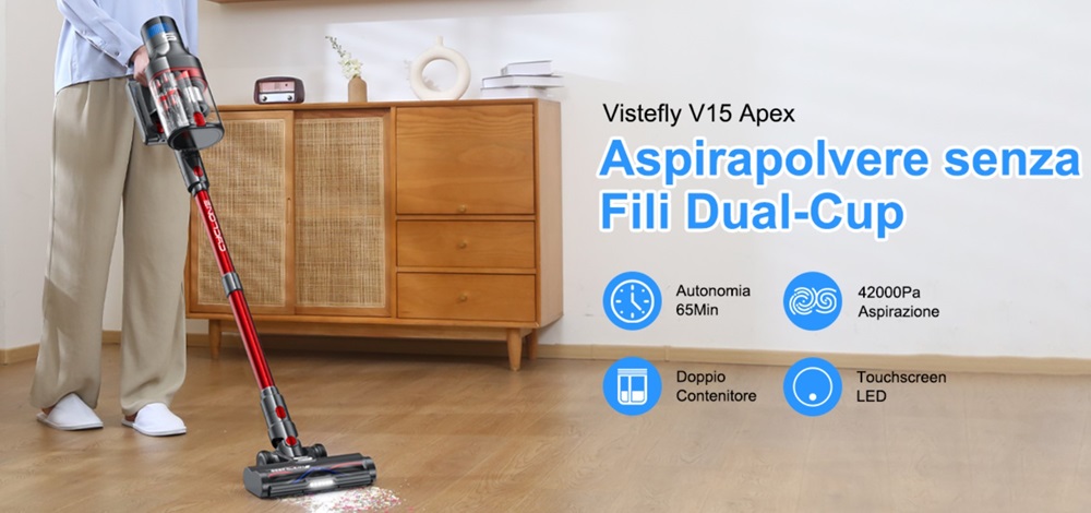 Scopri la potenza e l'affidabilità della Vistefly V15 Apex: un'aspirapolvere senza fili pronta a sfidare i marchi più famosi.
