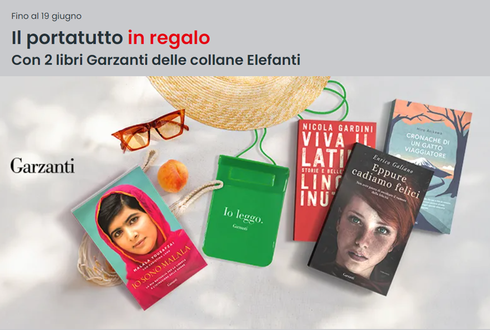 Promozione Garzanti dell'ibs con omaggio portatutto