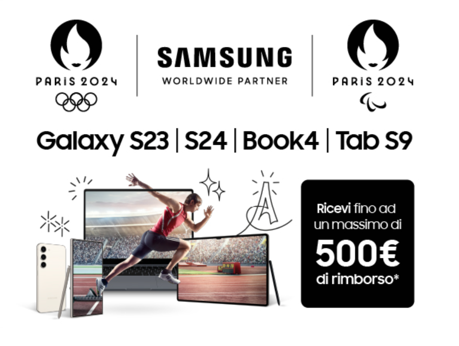 Cashback Samsung - fino a 500€ di rimborso