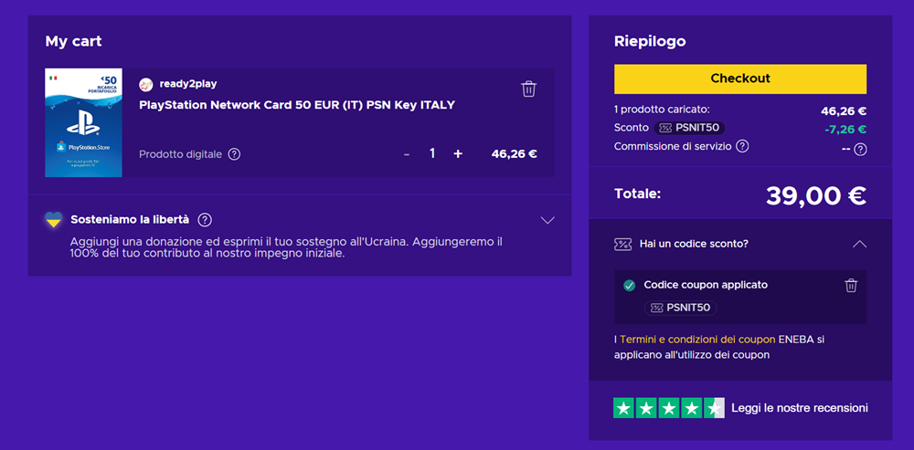 Card PSN da 50€ scontata su Eneba