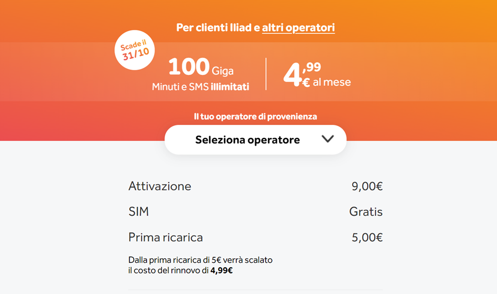 Ho.mobile offerta 4,99€