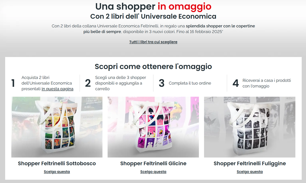 Borsa in omaggio con Feltrinelli
