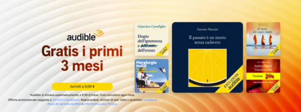 Audible gratis per 3 mesi: festa delle offerte prime