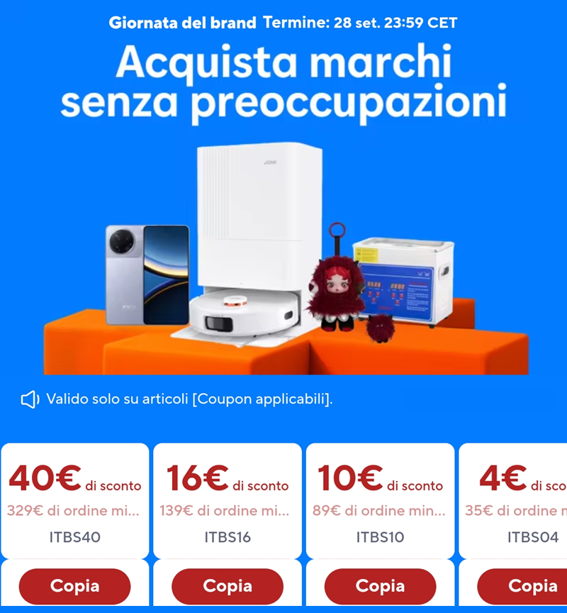 Prodotti AliExpress dall’Europa: Spedizioni Rapide + Codici Sconto fino a €40 di sconto!