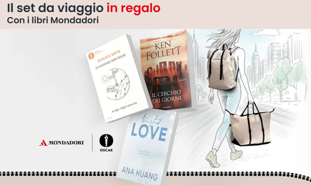 Zaino o borsa da viaggio in regalo con i libri mondadori
