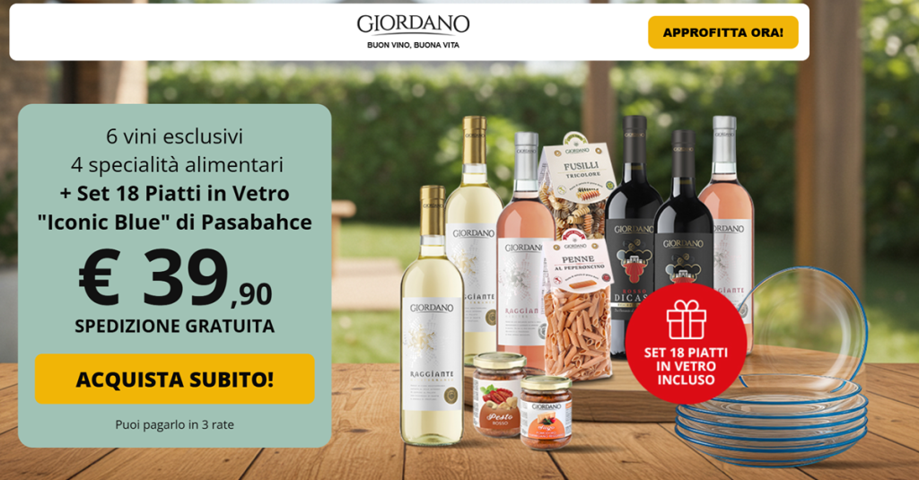 Giordano Vini - set 18 piatti in omaggio